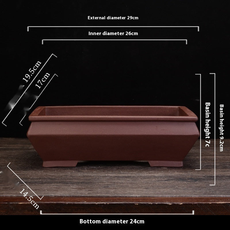 Purple Sand Flowerpot Square Desktop Green Plant Bonsai Basin