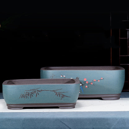 Purple Sand Flowerpot Rectangular Bonsai Pot