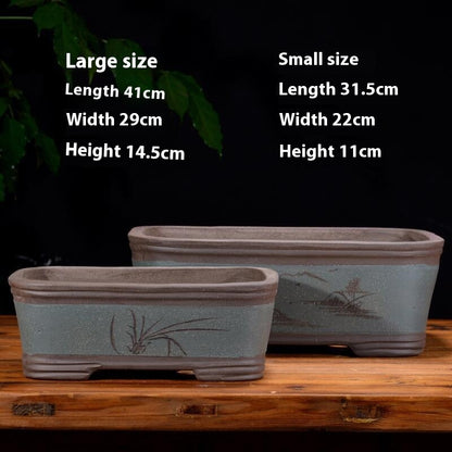 Purple Sand Flowerpot Rectangular Bonsai Pot