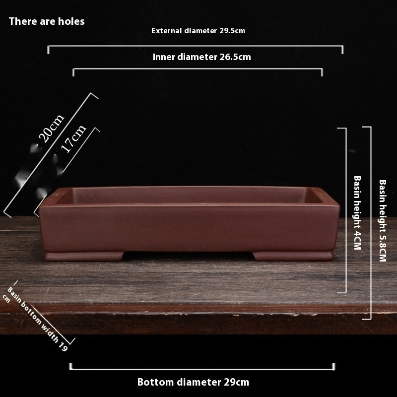 Purple Sand Flowerpot Square Desktop Green Plant Bonsai Basin