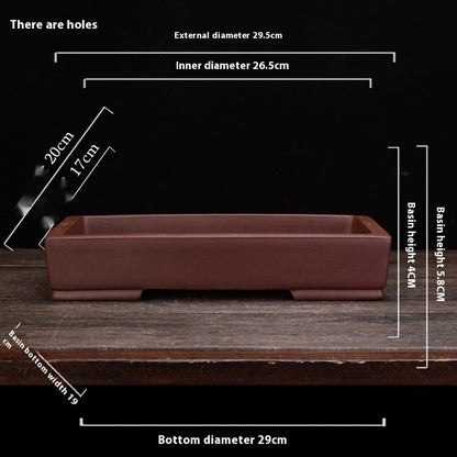 Purple Sand Flowerpot Square Desktop Green Plant Bonsai Basin