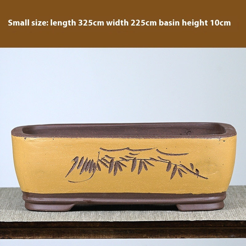 Purple Sand Flowerpot Rectangular Bonsai Pot