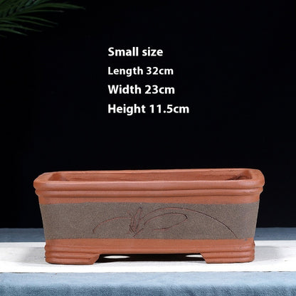 Purple Sand Flowerpot Rectangular Bonsai Pot