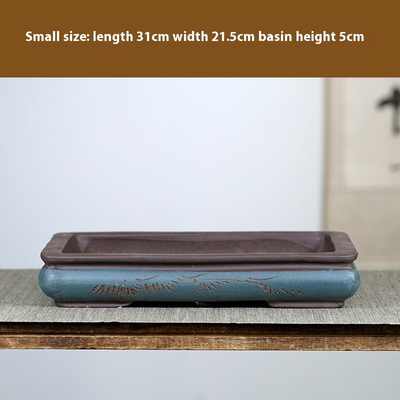 Purple Sand Flowerpot Rectangular Bonsai Pot