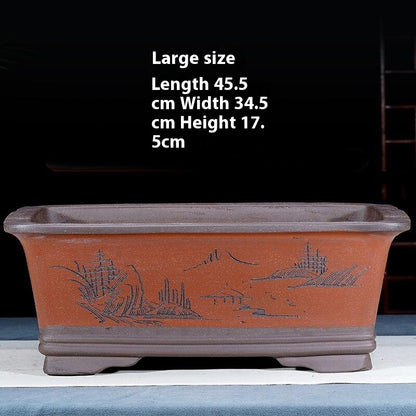 Purple Sand Flowerpot Rectangular Bonsai Pot