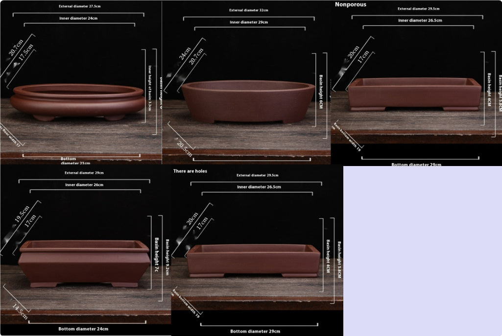 Purple Sand Flowerpot Square Desktop Green Plant Bonsai Basin