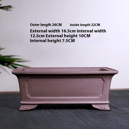 Purple Sand Ceramic Large Rectangular Bonsai Green Plant Bonsai Landscape Flower Pot