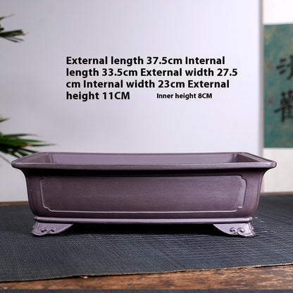 Purple Sand Ceramic Large Rectangular Bonsai Green Plant Bonsai Landscape Flower Pot