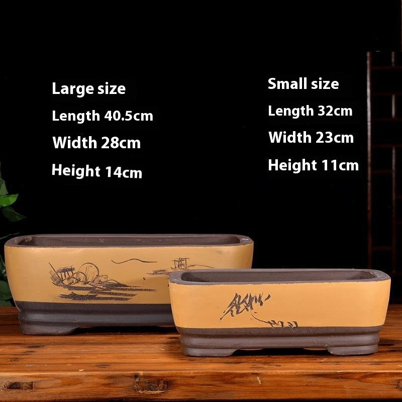 Purple Sand Flowerpot Rectangular Bonsai Pot