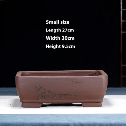 Purple Sand Flowerpot Rectangular Bonsai Pot