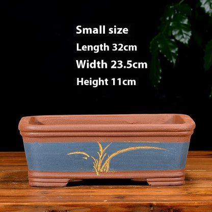 Purple Sand Flowerpot Rectangular Bonsai Pot