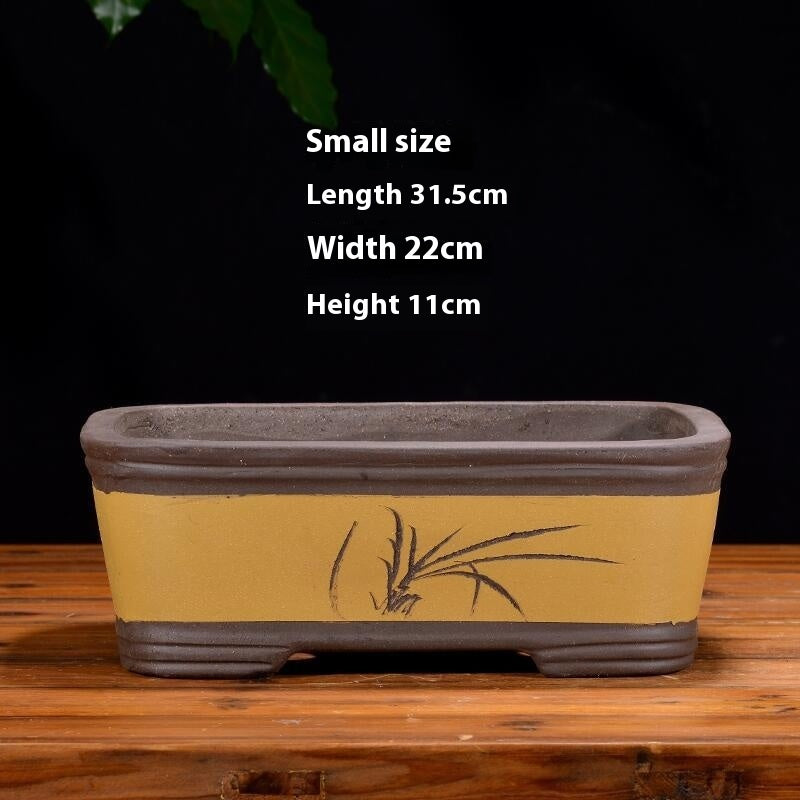 Purple Sand Flowerpot Rectangular Bonsai Pot