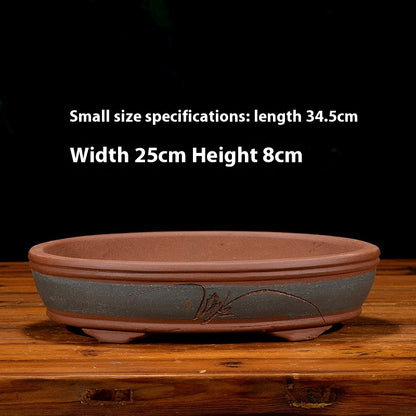 Purple Sand Flowerpot Rectangular Bonsai Pot