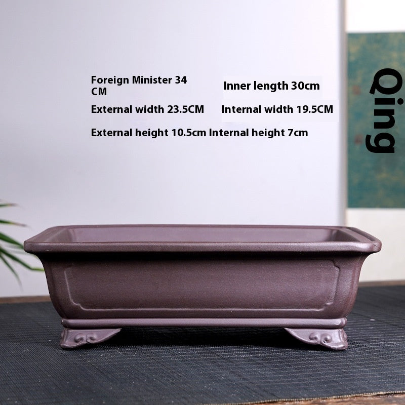 Purple Sand Ceramic Large Rectangular Bonsai Green Plant Bonsai Landscape Flower Pot