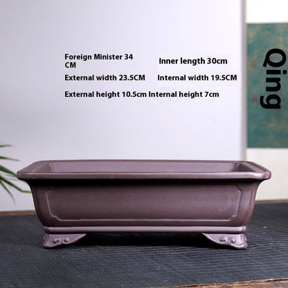 Purple Sand Ceramic Large Rectangular Bonsai Green Plant Bonsai Landscape Flower Pot