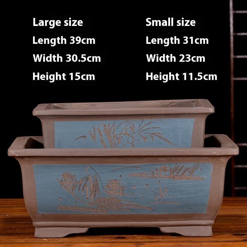 Purple Sand Flowerpot Rectangular Bonsai Pot
