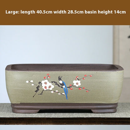 Purple Sand Flowerpot Rectangular Bonsai Pot