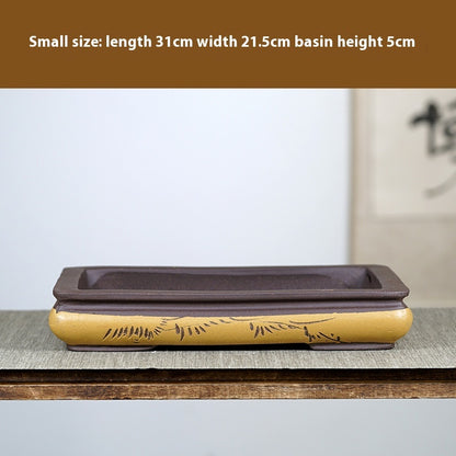 Purple Sand Flowerpot Rectangular Bonsai Pot