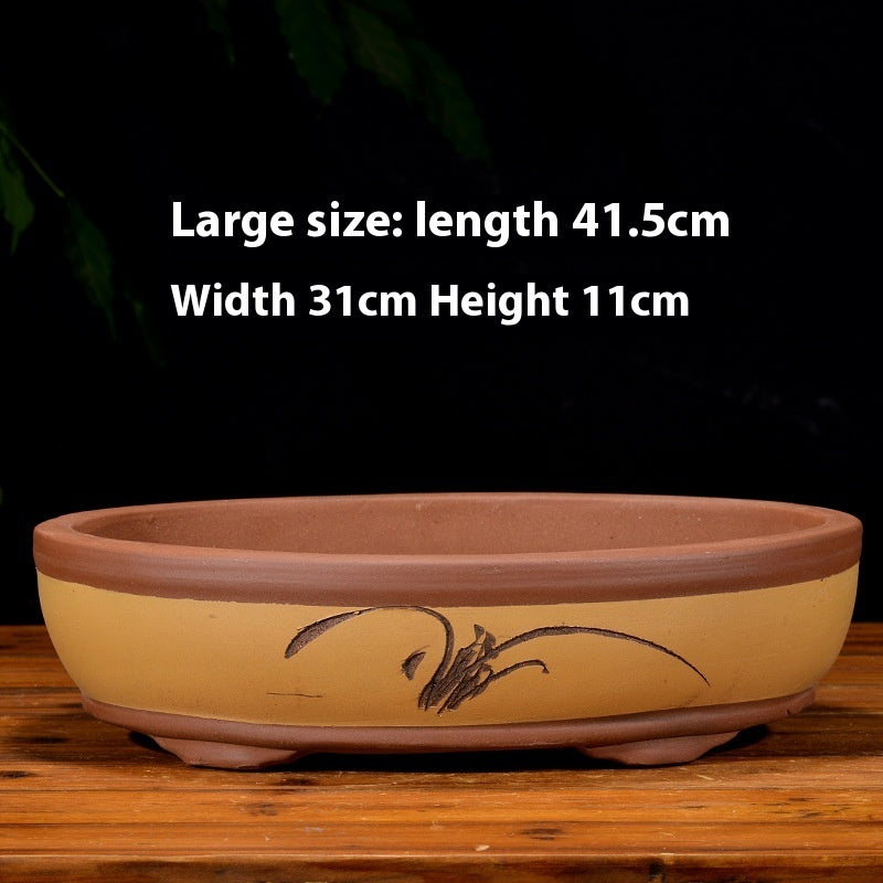 Purple Sand Flowerpot Rectangular Bonsai Pot