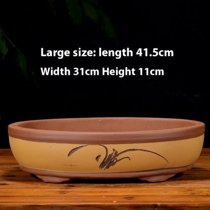 Purple Sand Flowerpot Rectangular Bonsai Pot