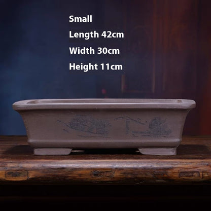 Purple Sand Flowerpot Rectangular Bonsai Pot