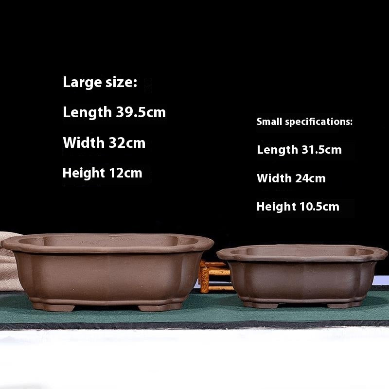 Purple Sand Flowerpot Rectangular Bonsai Pot