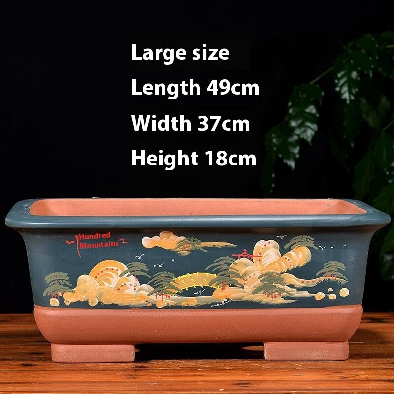 Purple Sand Flowerpot Rectangular Bonsai Pot