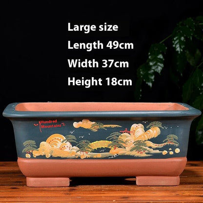 Purple Sand Flowerpot Rectangular Bonsai Pot