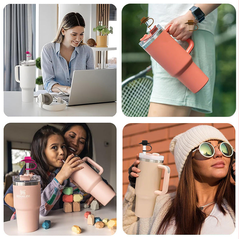 Straw Cover Cap Topper Reusable Cowboy Hat Shaped