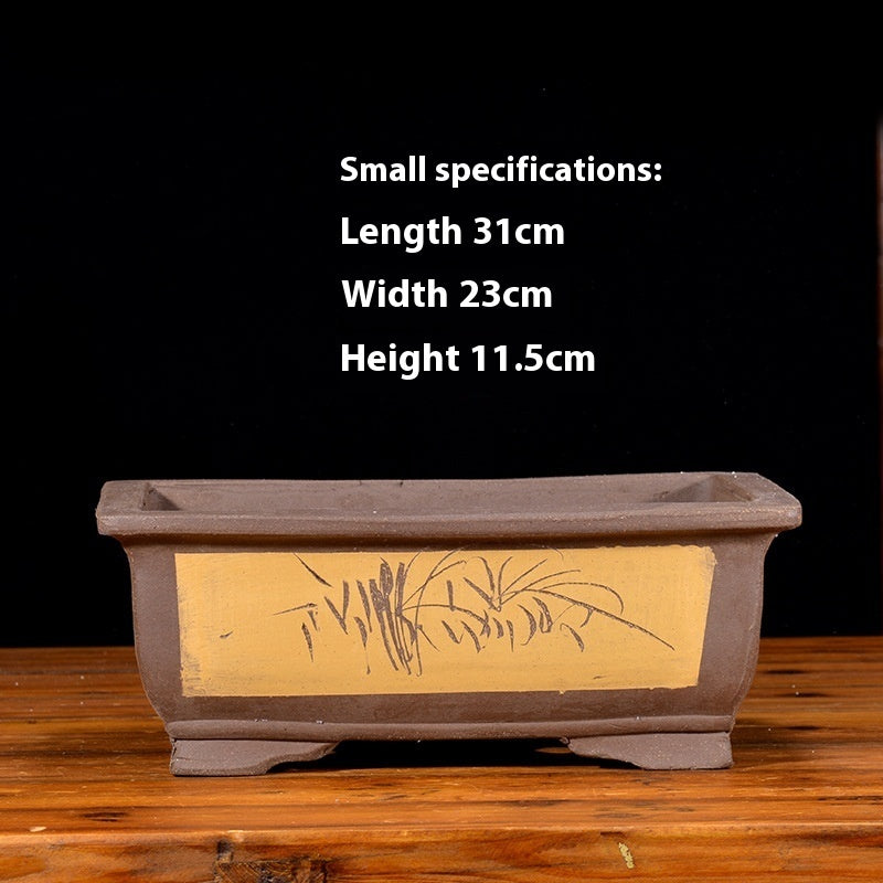 Purple Sand Flowerpot Rectangular Bonsai Pot