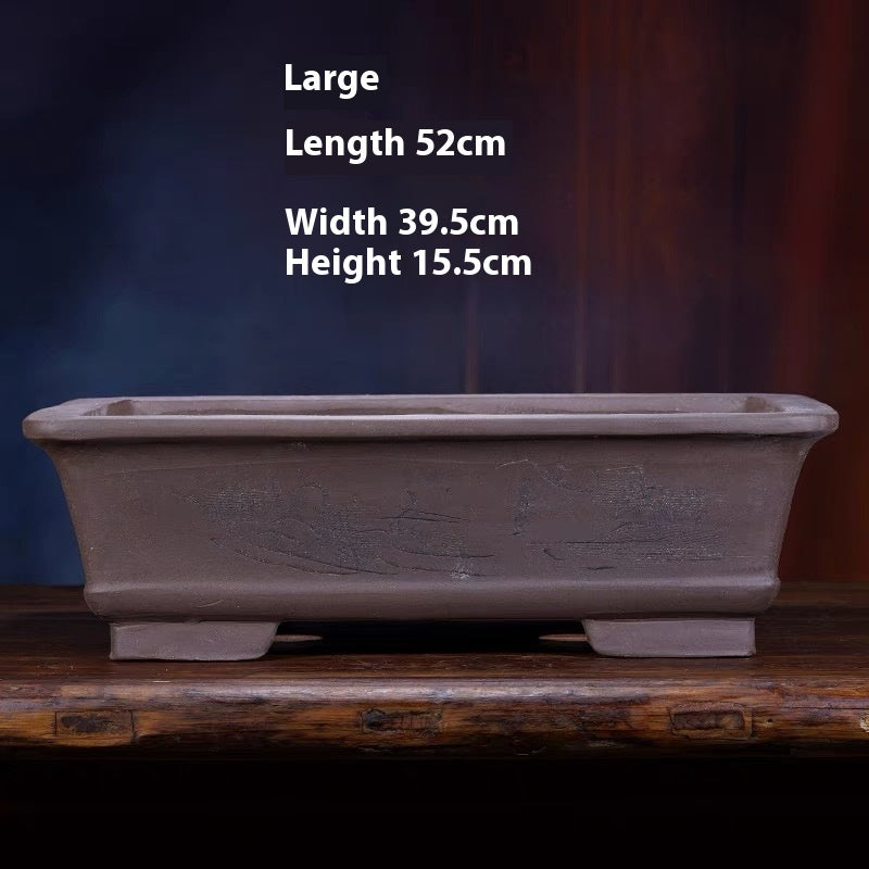 Purple Sand Flowerpot Rectangular Bonsai Pot
