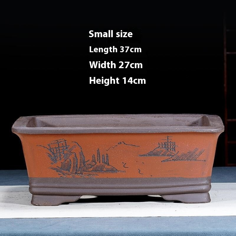 Purple Sand Flowerpot Rectangular Bonsai Pot