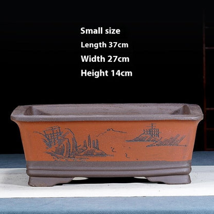 Purple Sand Flowerpot Rectangular Bonsai Pot