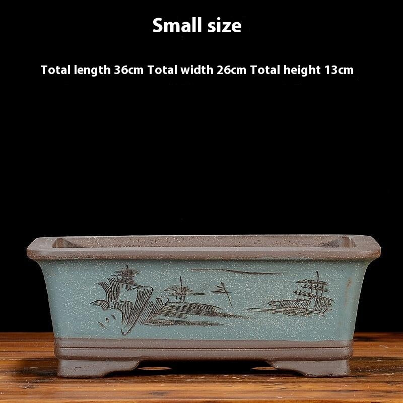 Purple Sand Flowerpot Rectangular Bonsai Pot