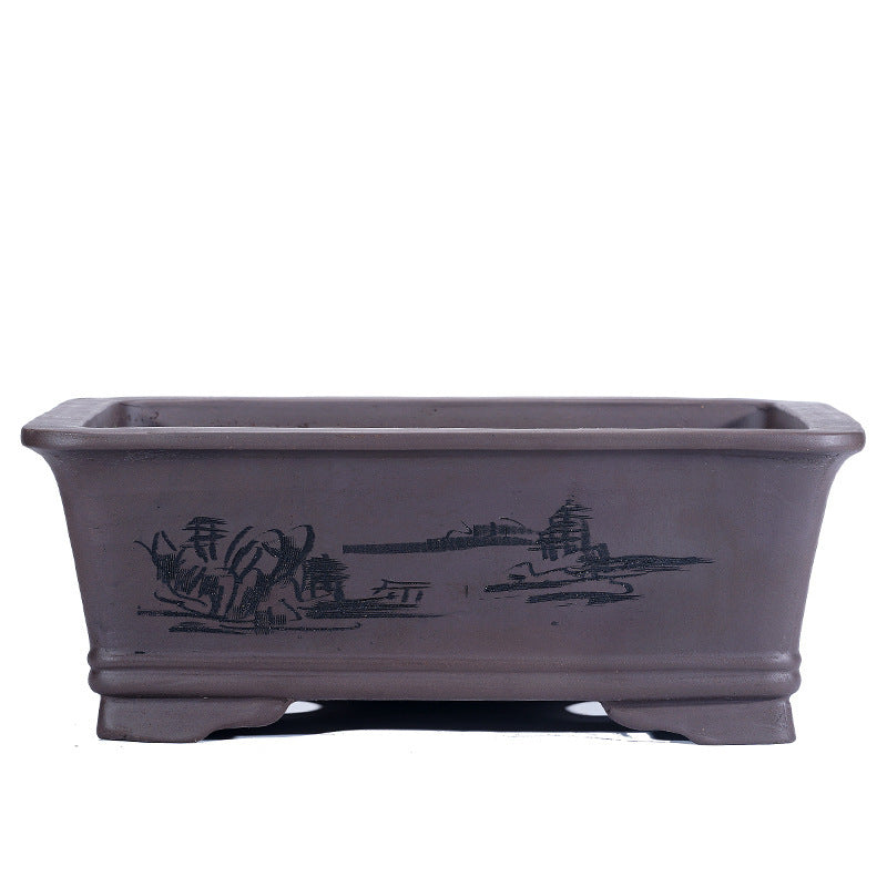 Purple Sand Flowerpot Rectangular Bonsai Pot