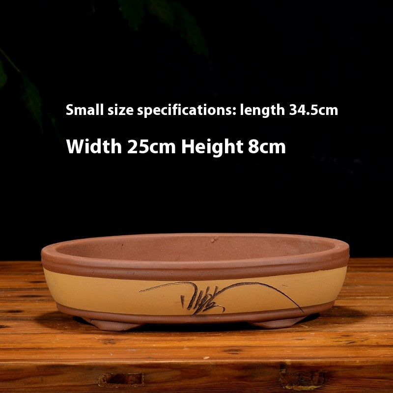 Purple Sand Flowerpot Rectangular Bonsai Pot