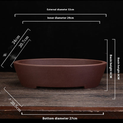 Purple Sand Flowerpot Square Desktop Green Plant Bonsai Basin