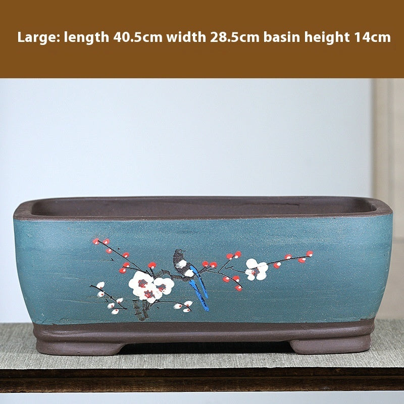 Purple Sand Flowerpot Rectangular Bonsai Pot