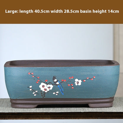 Purple Sand Flowerpot Rectangular Bonsai Pot