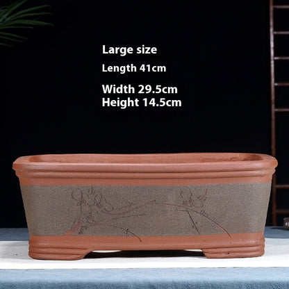 Purple Sand Flowerpot Rectangular Bonsai Pot