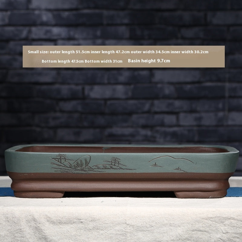 Rockery Bonsai Basin Extra Large Ceramic Non-porous Shallow Basin Landscape Bonsai