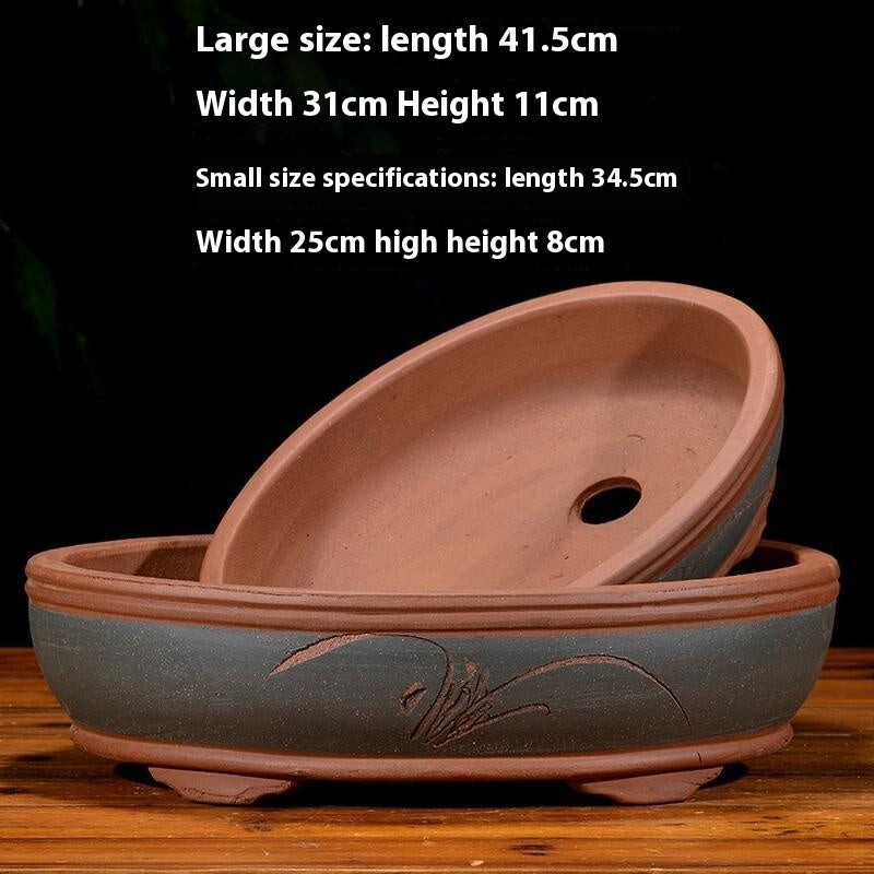 Purple Sand Flowerpot Rectangular Bonsai Pot