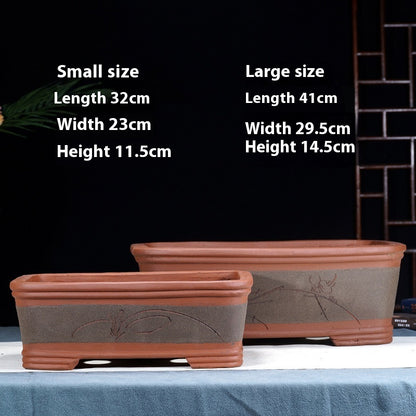 Purple Sand Flowerpot Rectangular Bonsai Pot