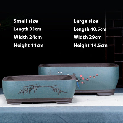 Purple Sand Flowerpot Rectangular Bonsai Pot