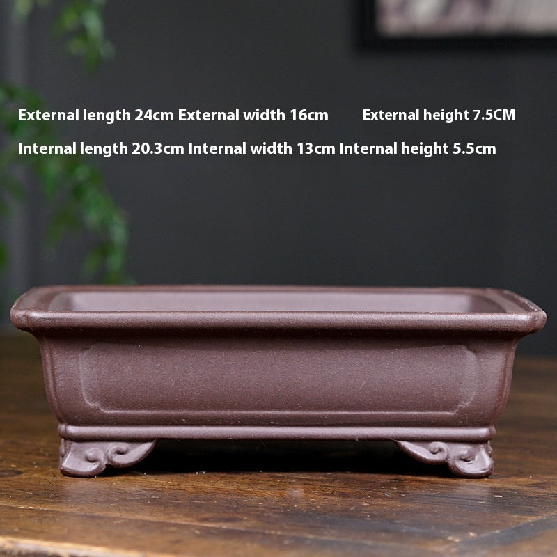Purple Sand Ceramic Large Rectangular Bonsai Green Plant Bonsai Landscape Flower Pot