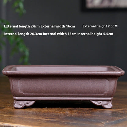 Purple Sand Ceramic Large Rectangular Bonsai Green Plant Bonsai Landscape Flower Pot