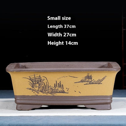 Purple Sand Flowerpot Rectangular Bonsai Pot