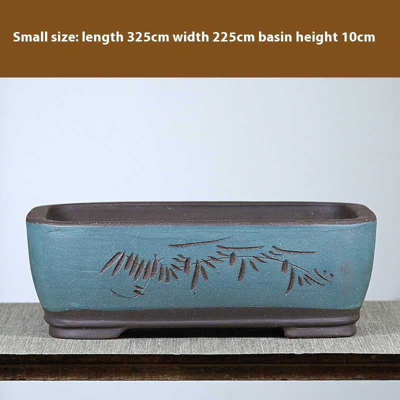 Purple Sand Flowerpot Rectangular Bonsai Pot
