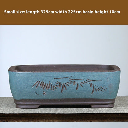 Purple Sand Flowerpot Rectangular Bonsai Pot