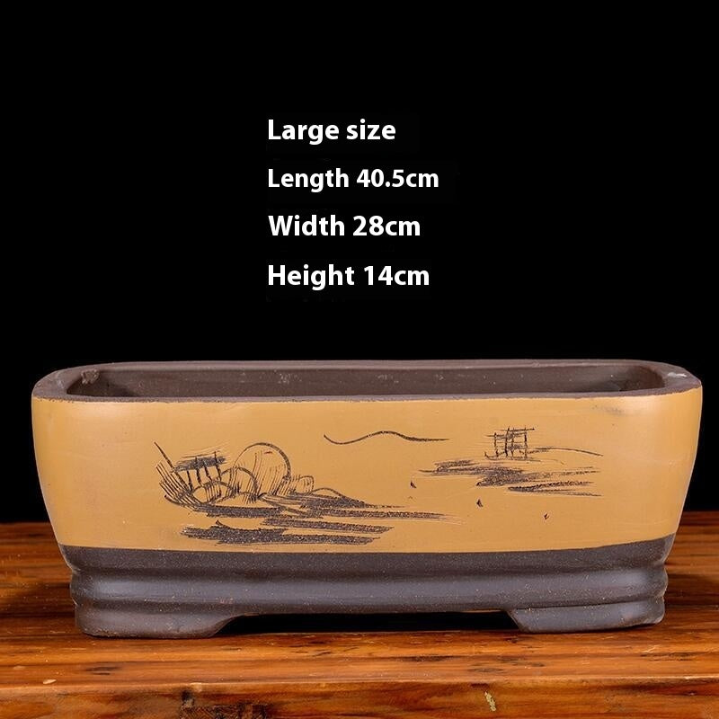 Purple Sand Flowerpot Rectangular Bonsai Pot